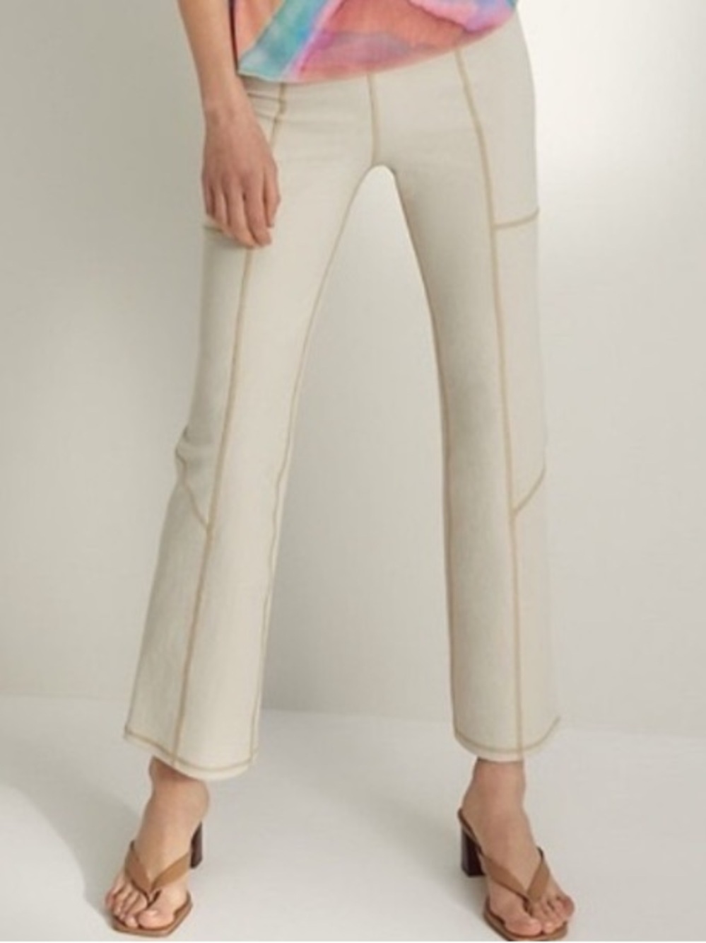 Aritzia Wilfred Demi Pant Wide-Leg Pants contrast-stitched paneling sz L